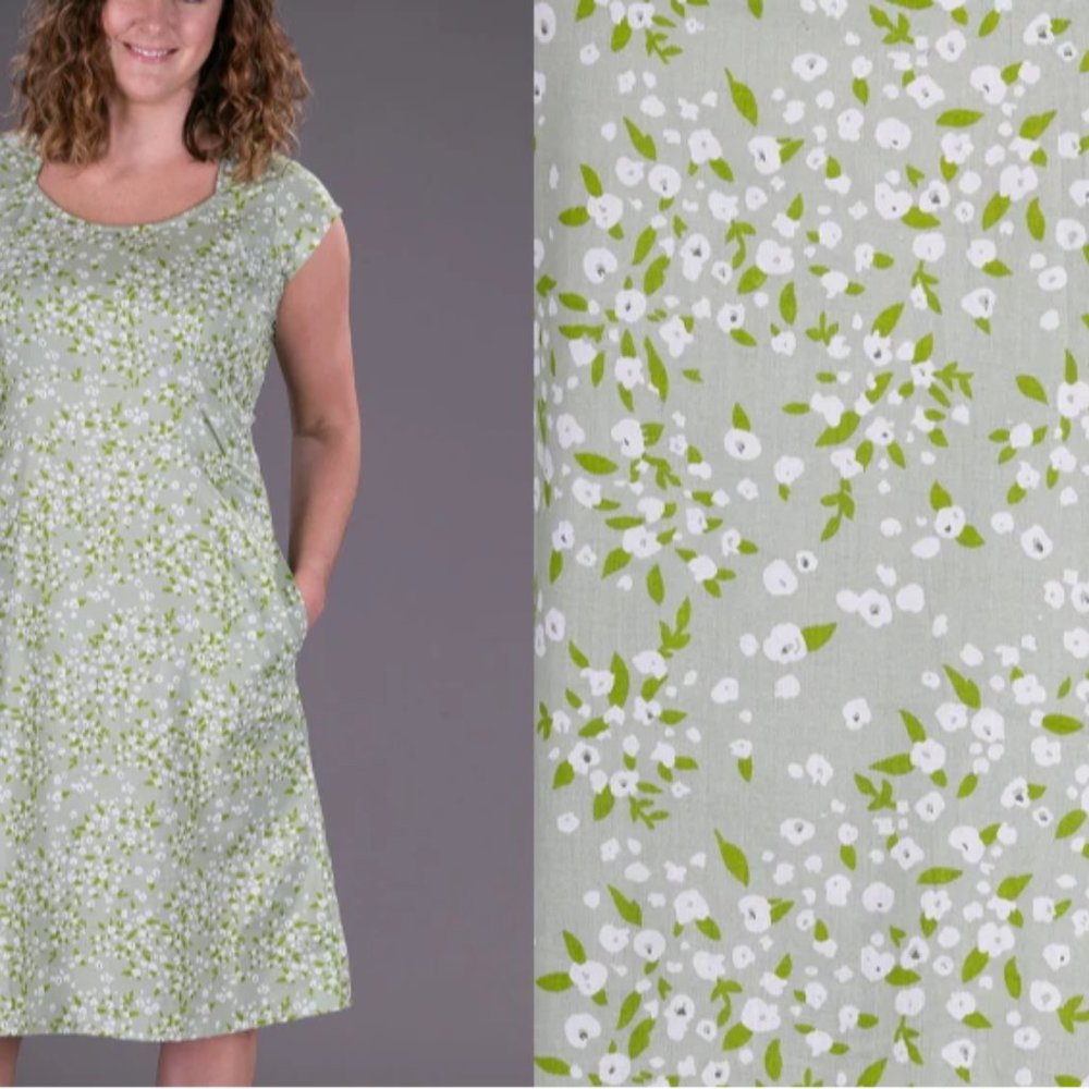 Summer Cotton Dress / Green Floral Dress  NWOT